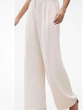 High-Rise Wide-Leg Cream Trousers